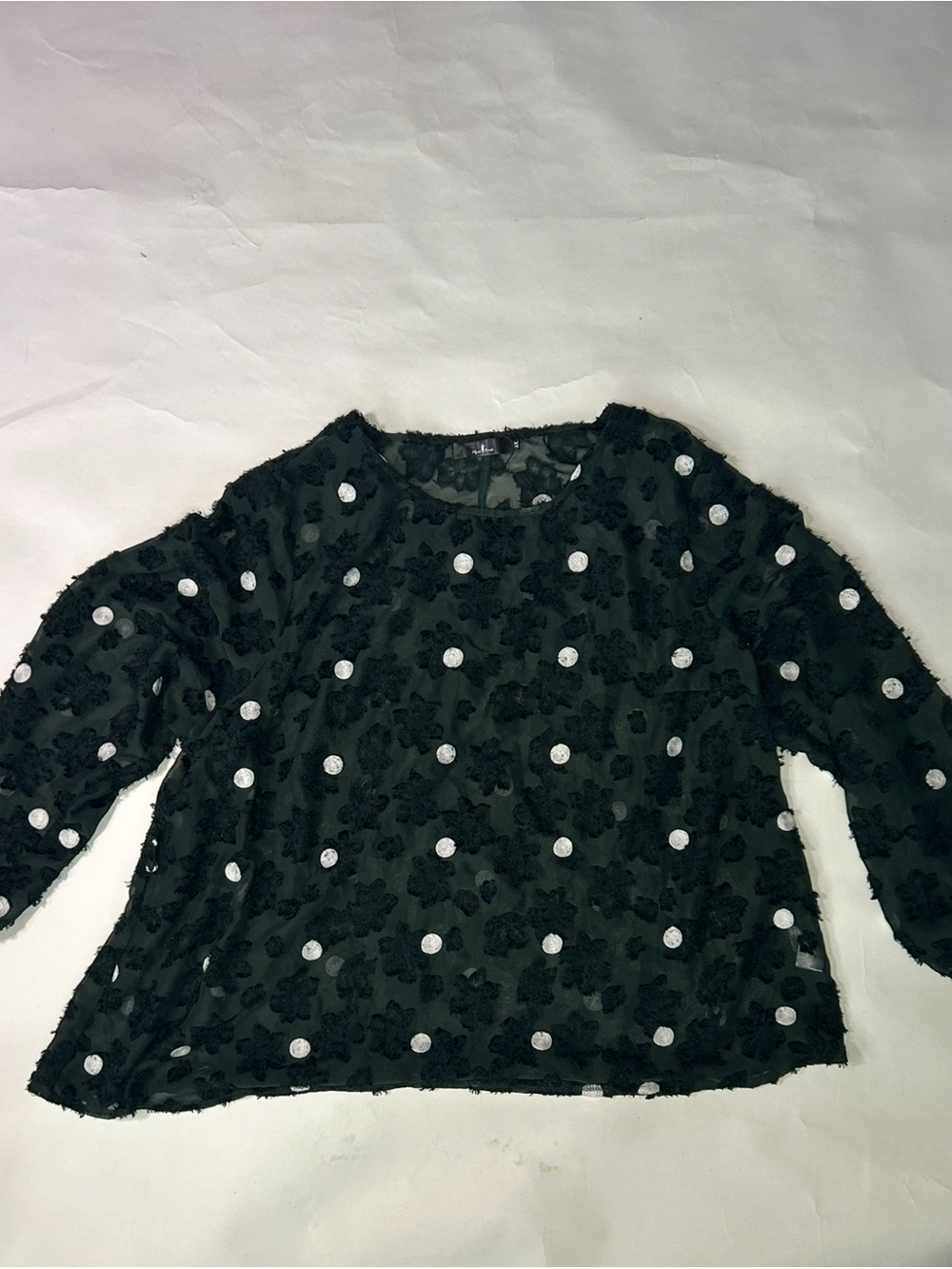Sheer forest green white Polka Dot Lace Agnes Orinda Women's Plus size Top